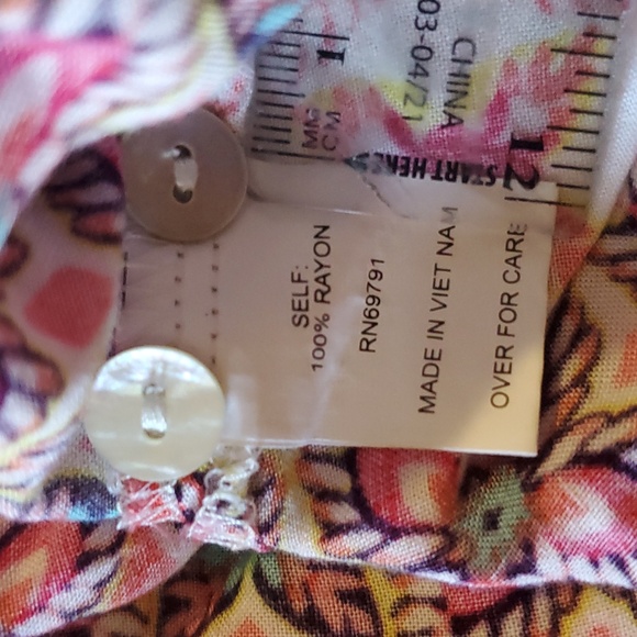 Plus Size Anthropologie Fig and Flower Long Blouse Womens 1X Floral Pockets - Picture 8 of 11